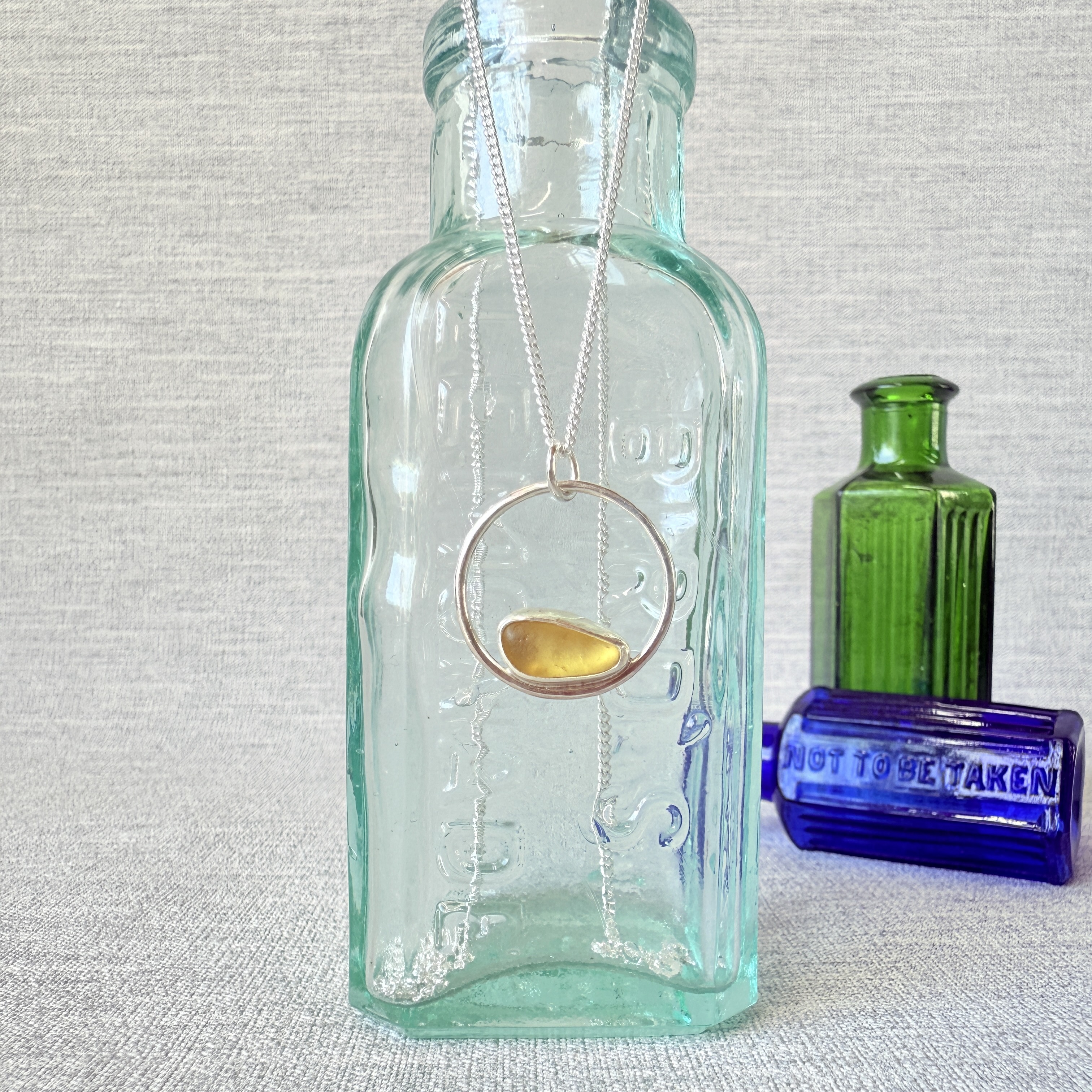 Sea Glass Bezel Halo Necklace