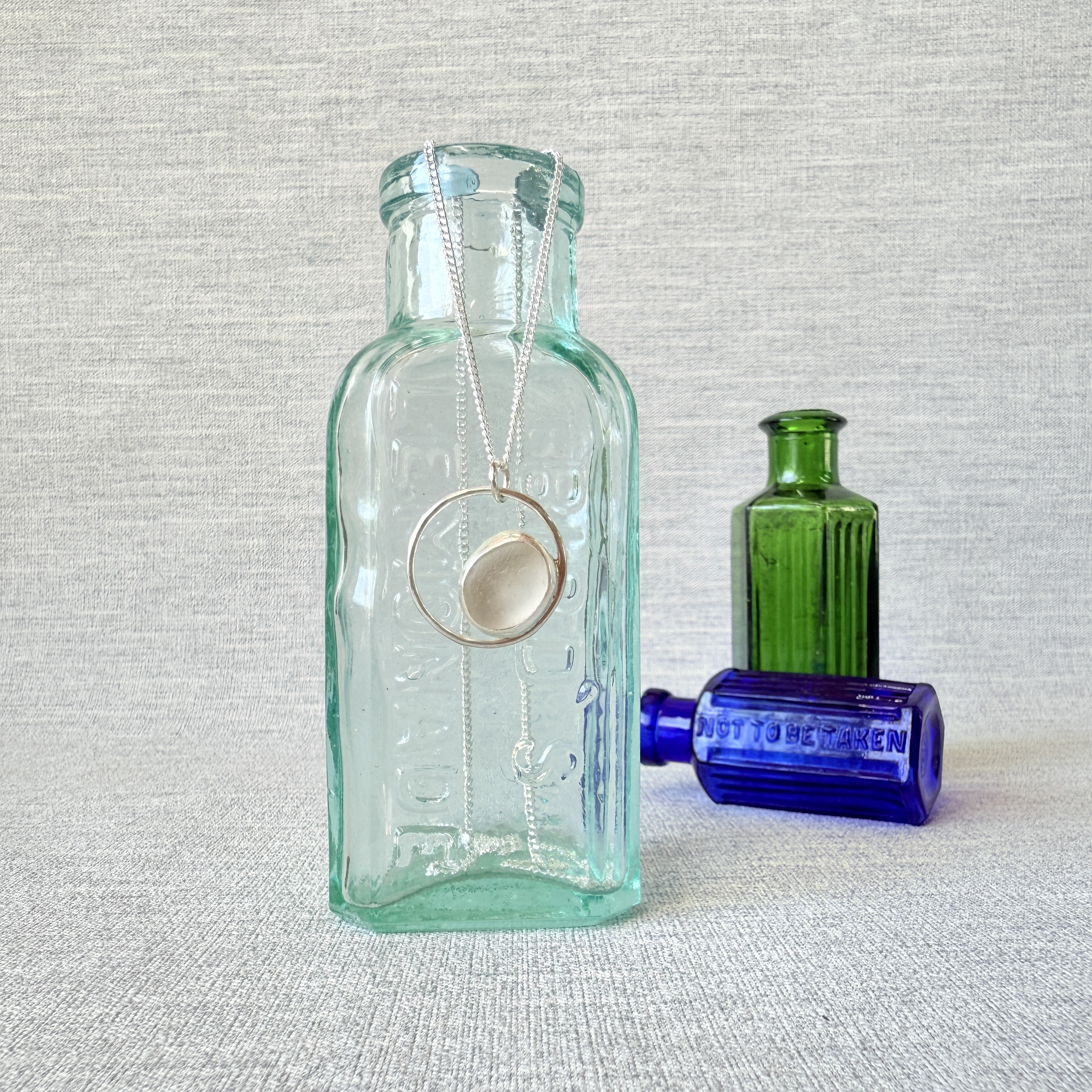 Sea Glass Bezel Halo Necklace