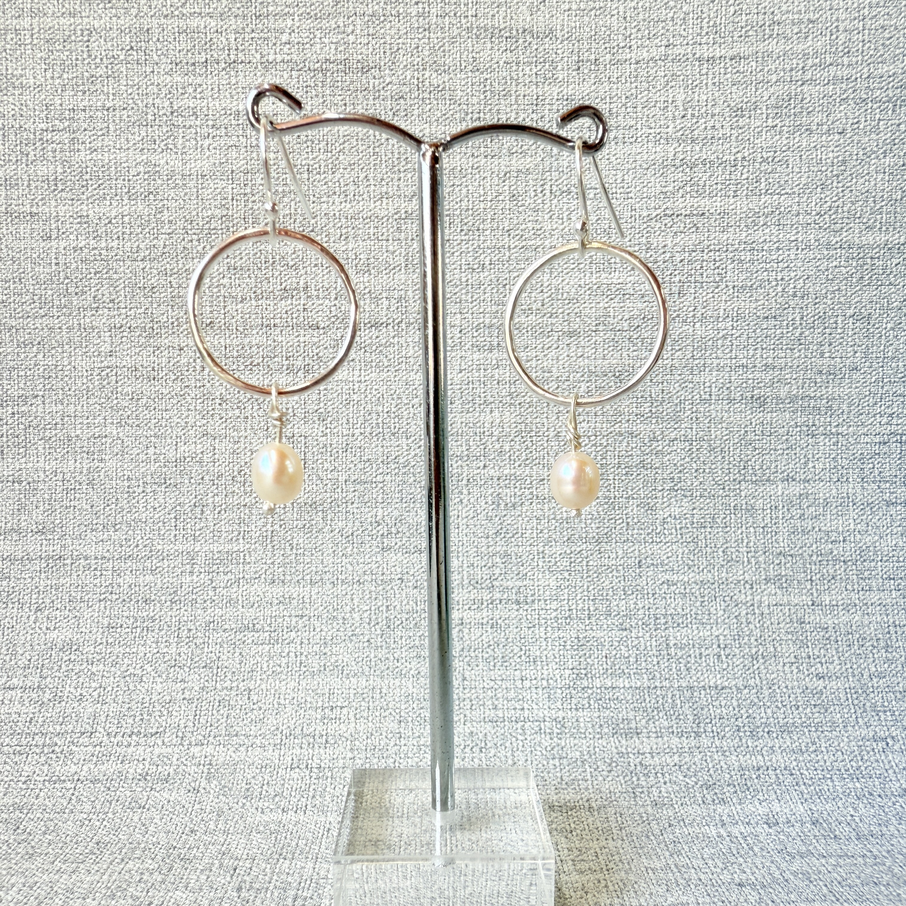 Dangly Halo And Pearl Earrings