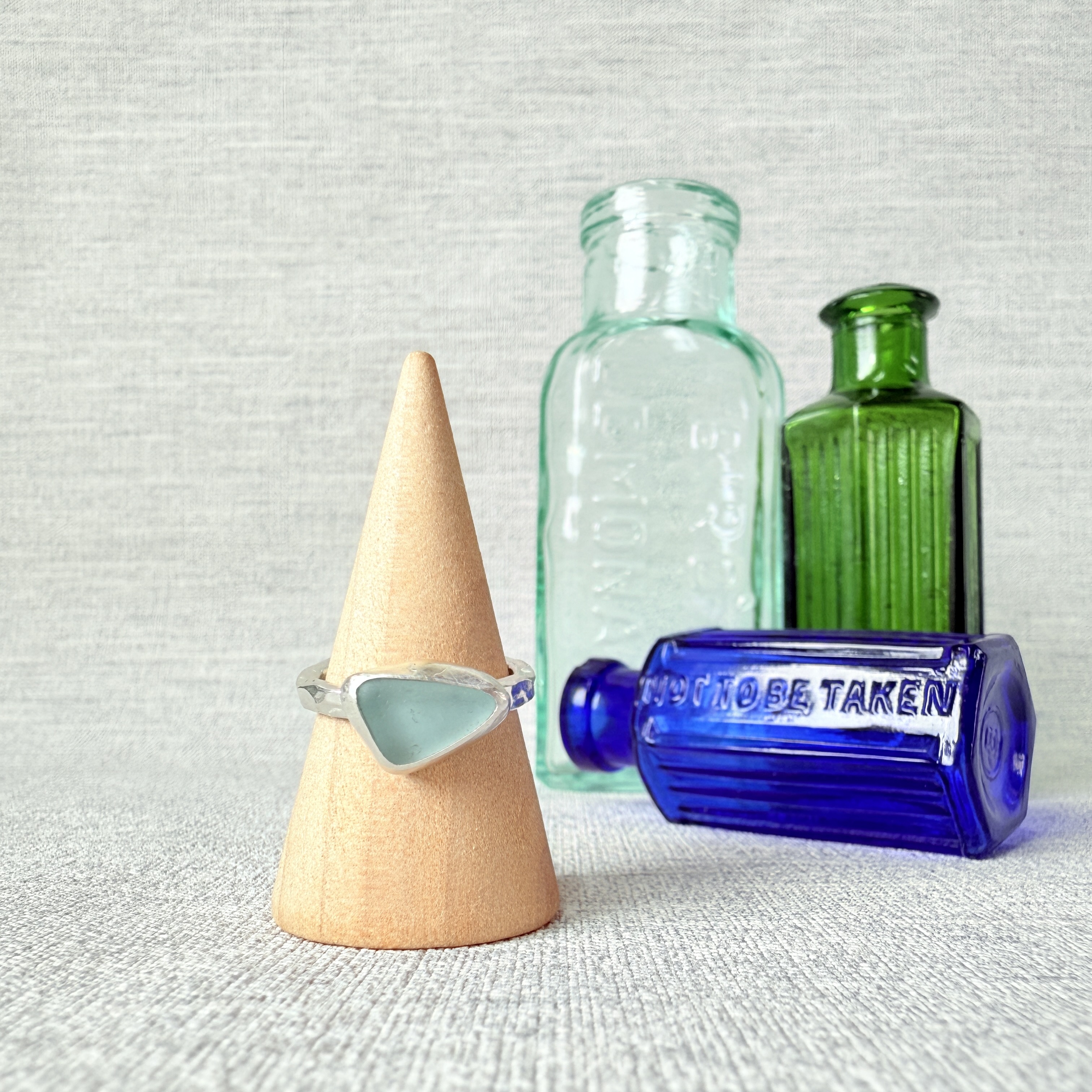 Chunky Band Sea Glass Ring - Size M