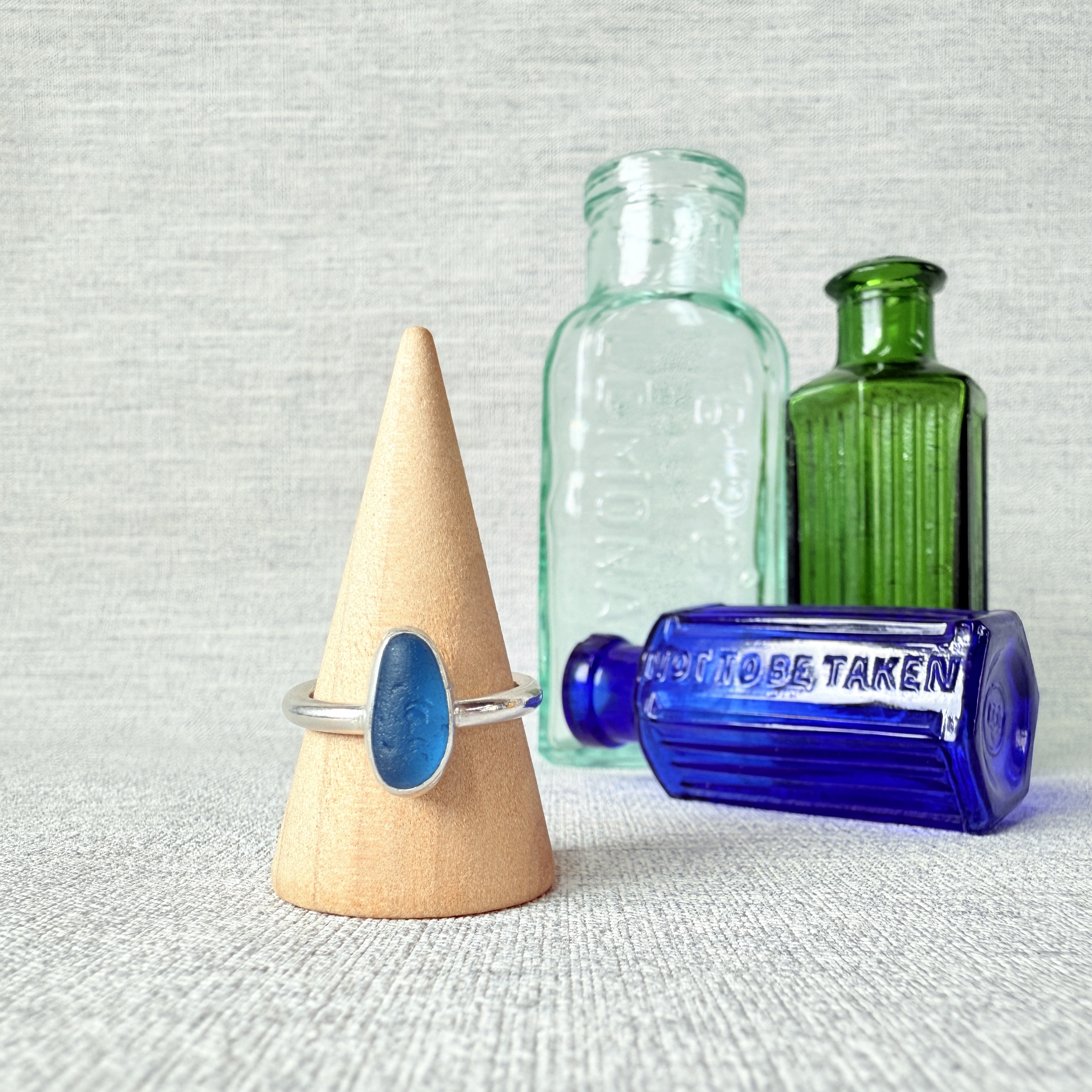 Chunky Band Sea Glass Ring - Size Q