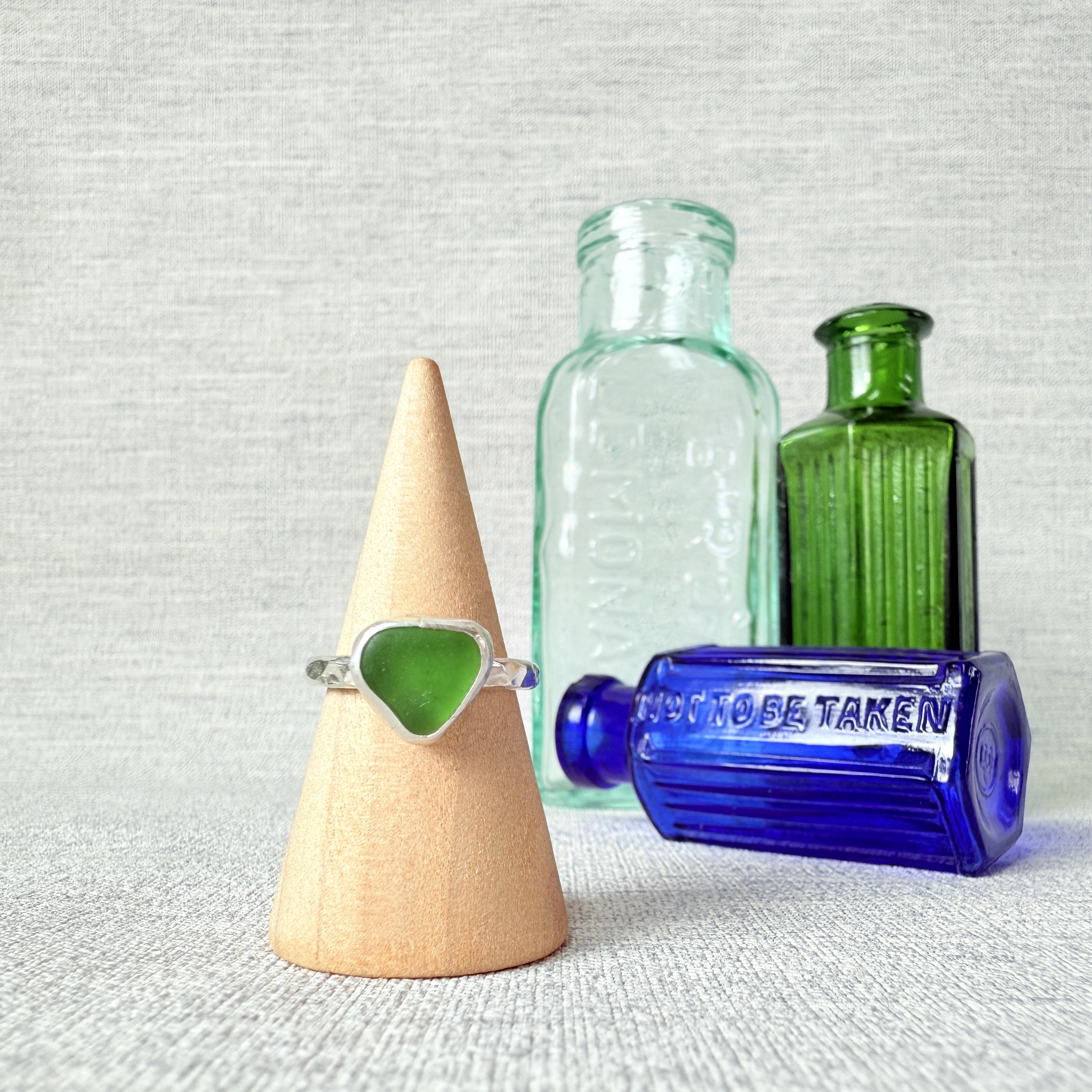 Chunky Band Sea Glass Ring - Size J