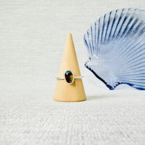 Glass Cabochon Ring - Size Q