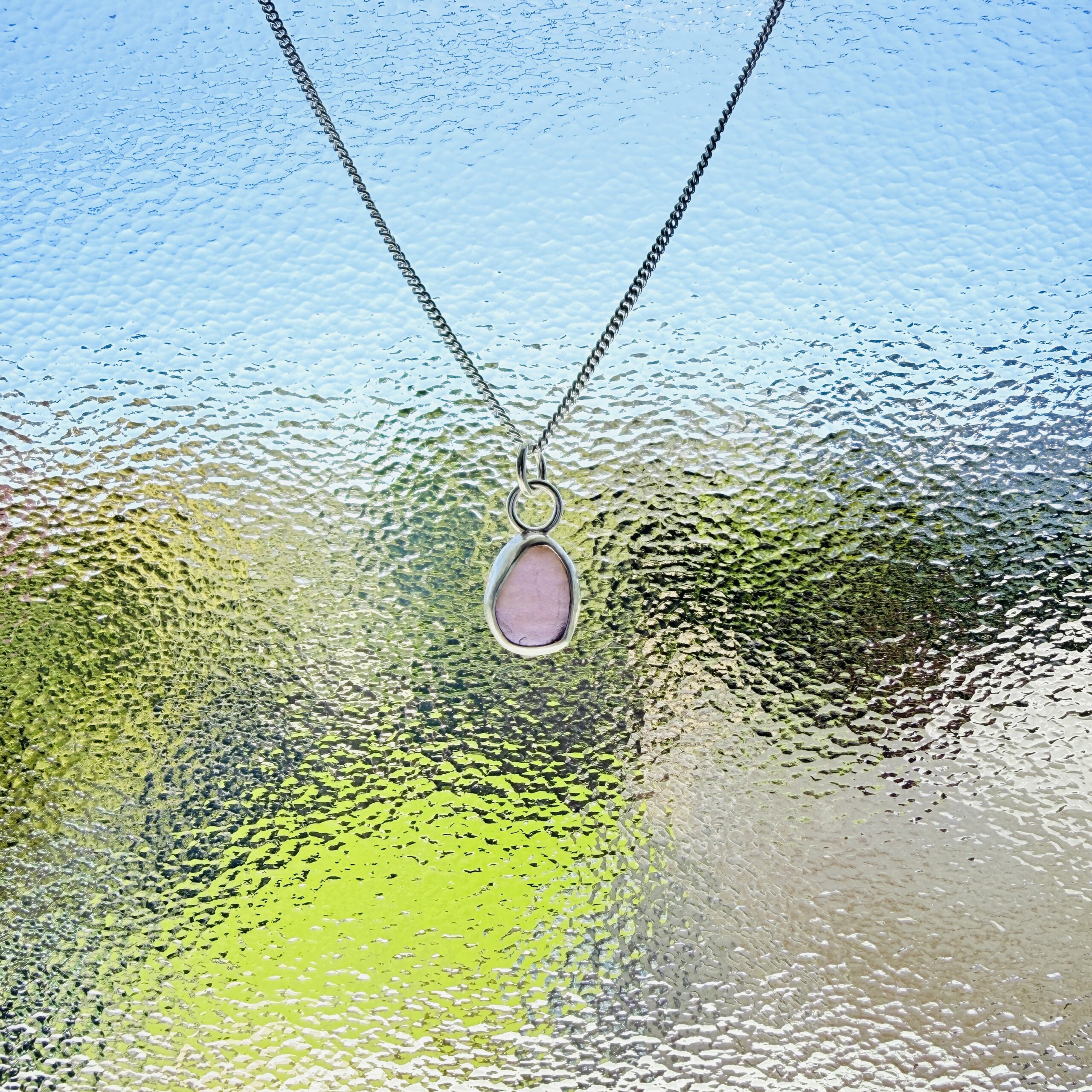 Sea Glass Necklace - backless bezel
