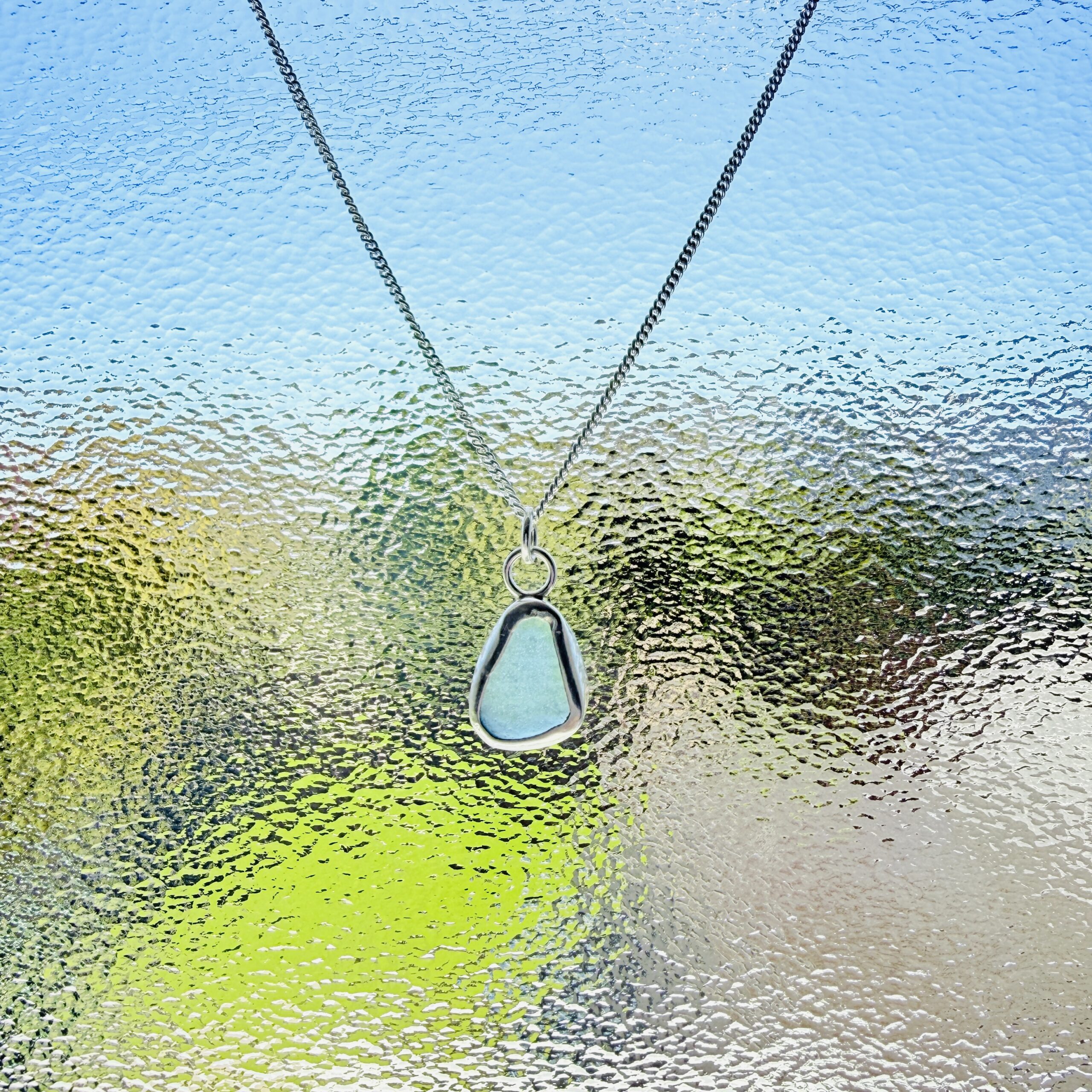 Sea Glass Necklace - backless bezel