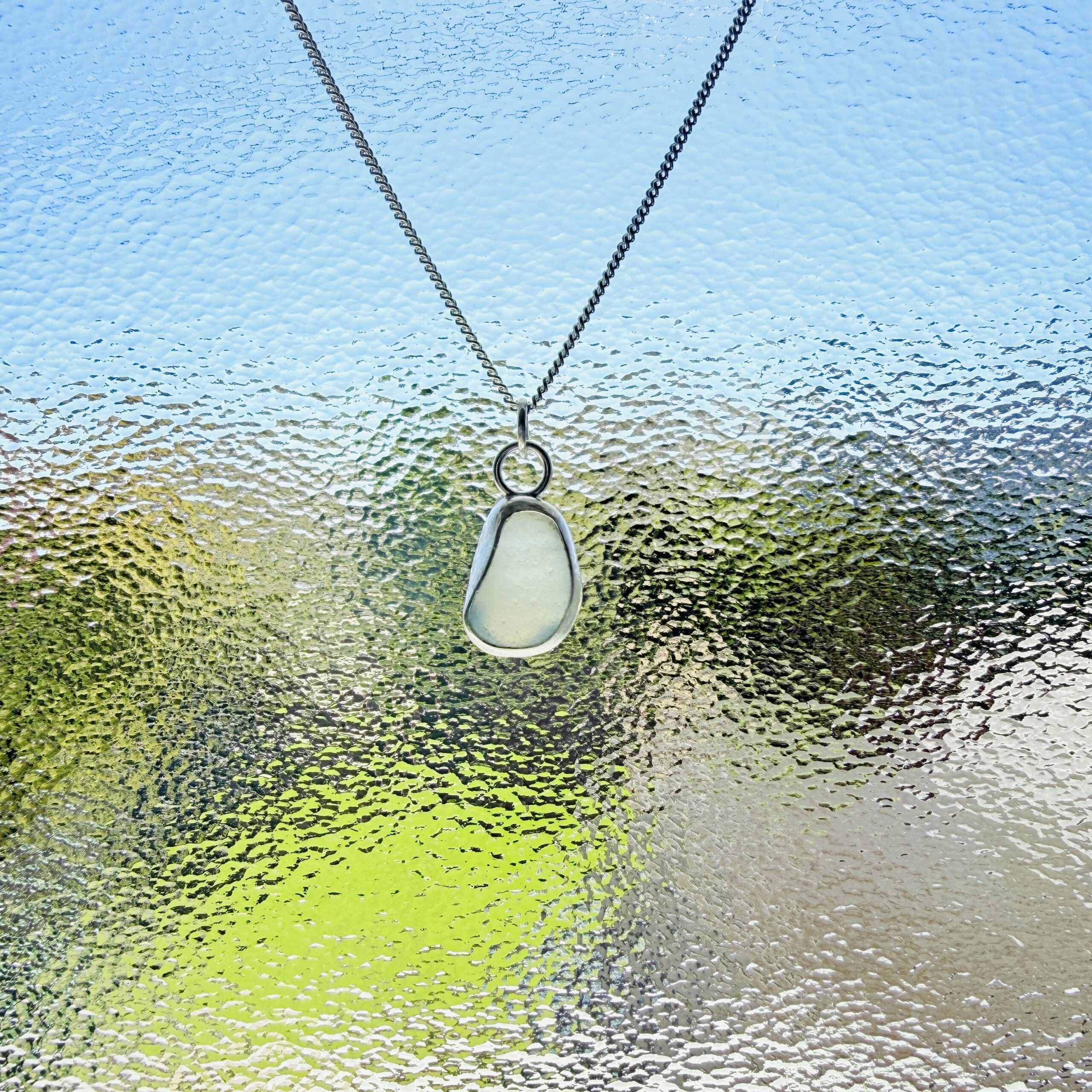 Sea Glass Necklace - backless bezel