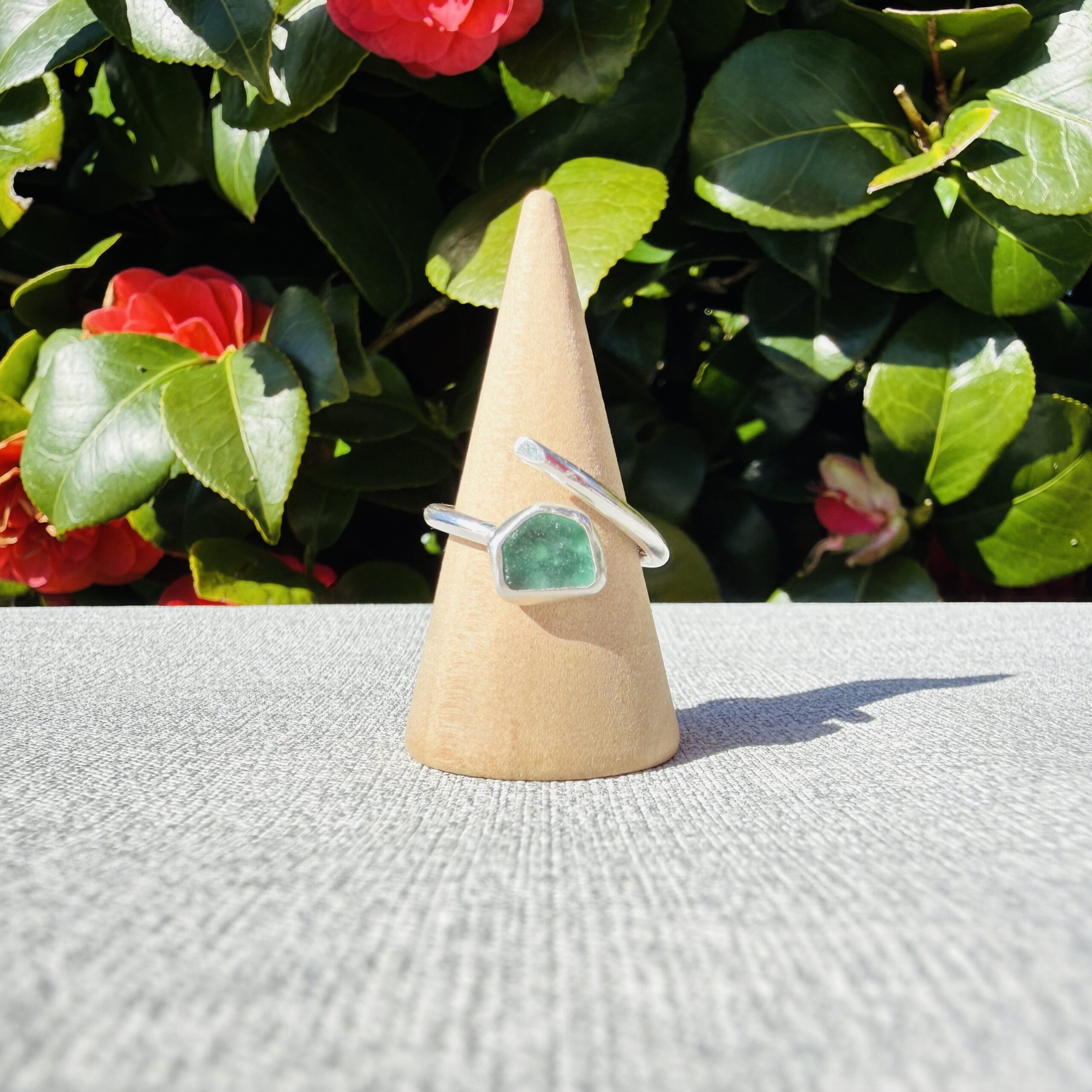 Adjustable Sea Glass Ring. Size M-Q