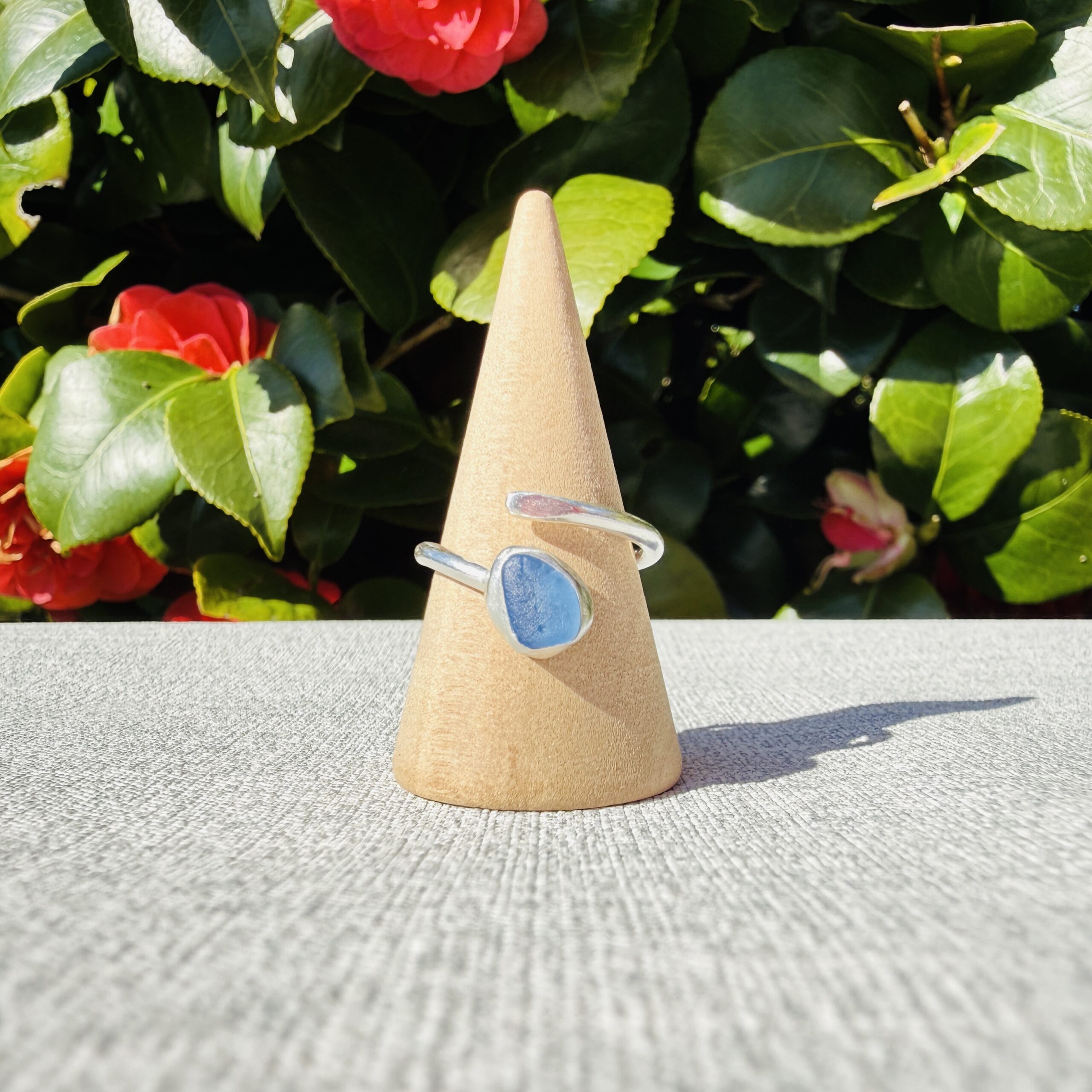 Adjustable Sea Glass Ring. Size M-Q
