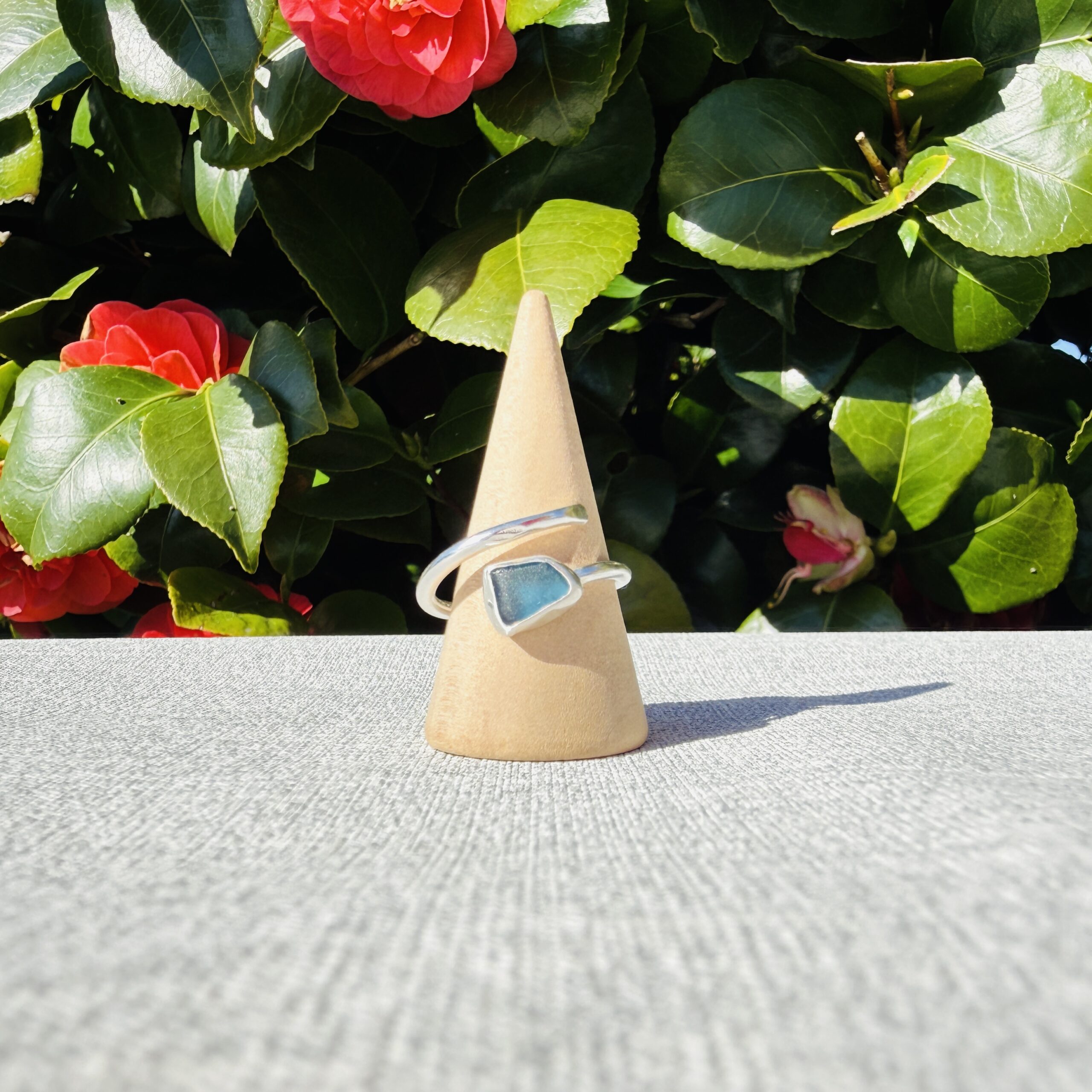 Adjustable Sea Glass Ring. Size Q-U