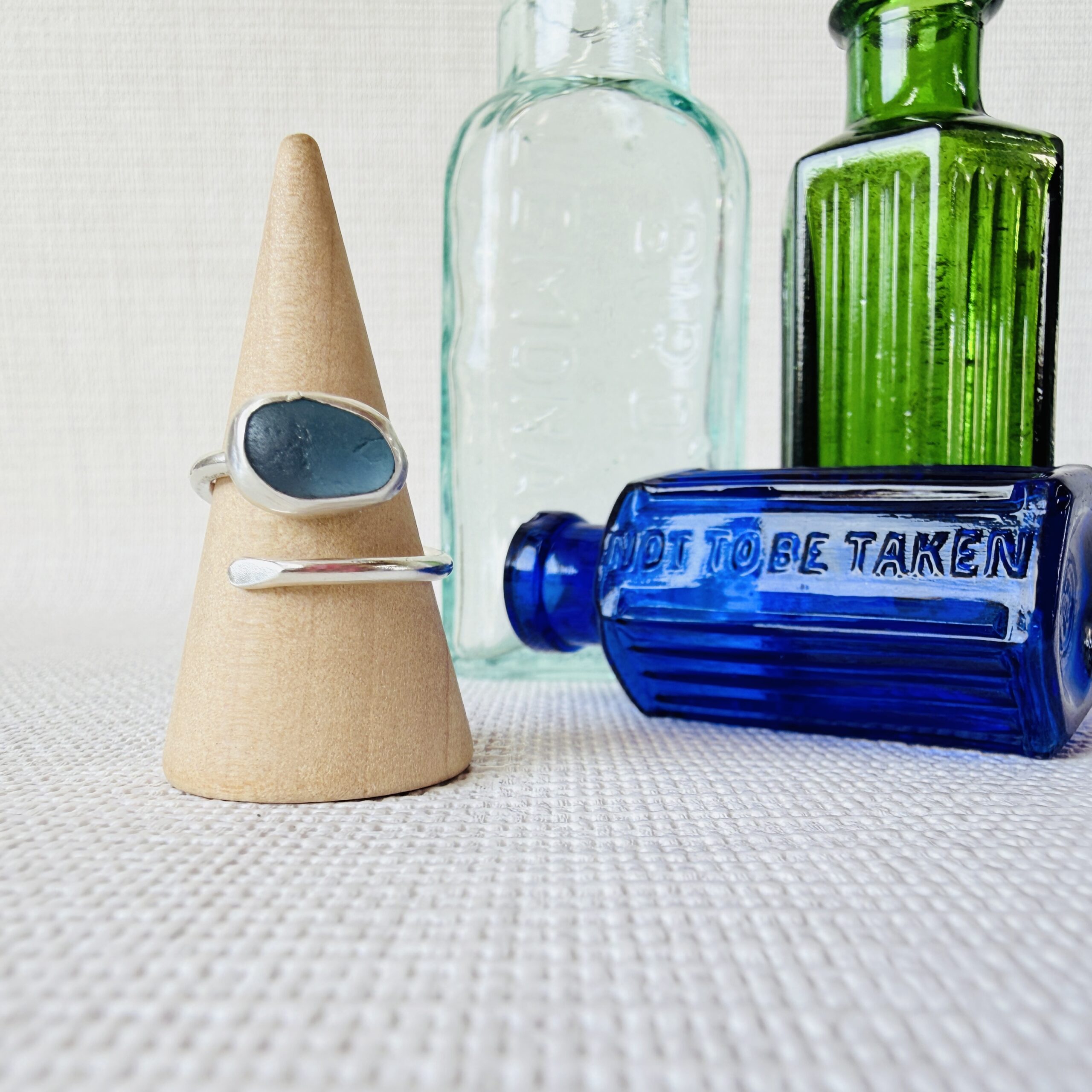 Adjustable Sea Glass Ring. Size J-N